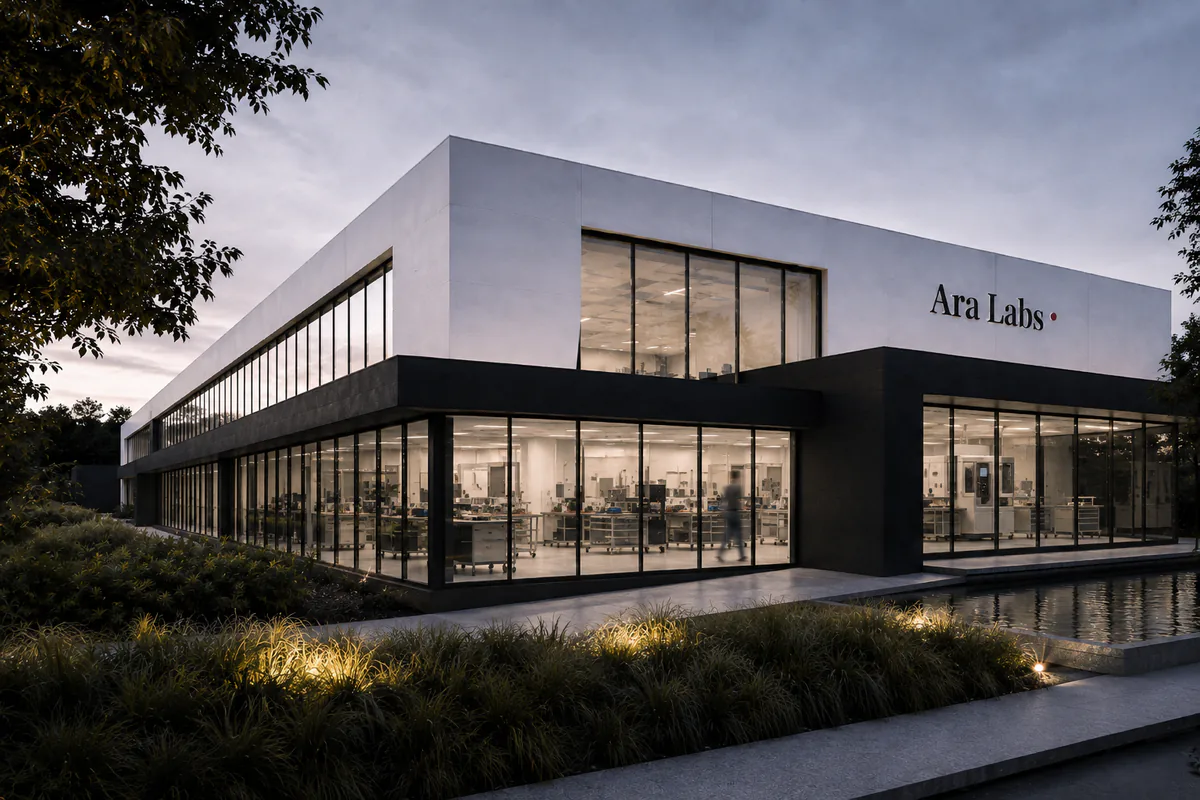 An Ara Labs dedicated production facility at dusk